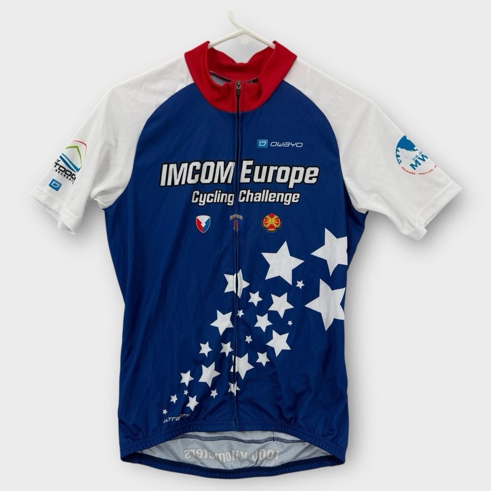 Owayo IMCOM Europe Cycling Jersey Mens 4 Small‎ Blue Stars Race Fit Zip NWT
